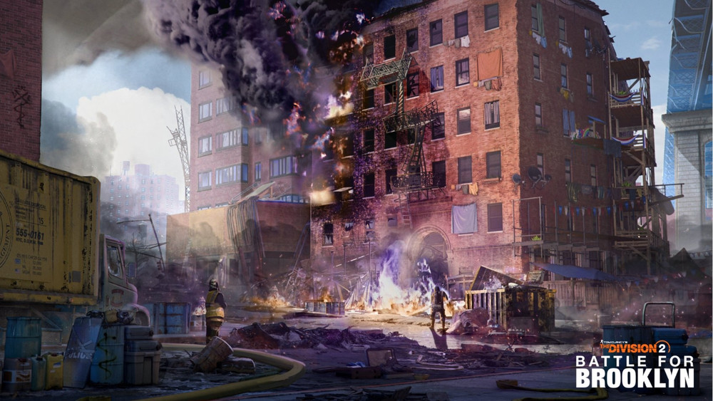 The Division 2: Battle for Brooklyn DLC launches 27th May with new missions and mechanics 2 The Division 2: Battle for Brooklyn DLC - building on fire artwork