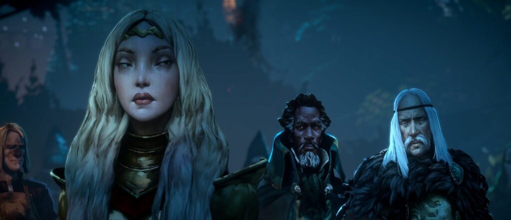 The Breach adds new areas and permadeath to No Rest for the Wicked 2 No Rest for the Wicked: The Breach - three character in a cinematic shot
