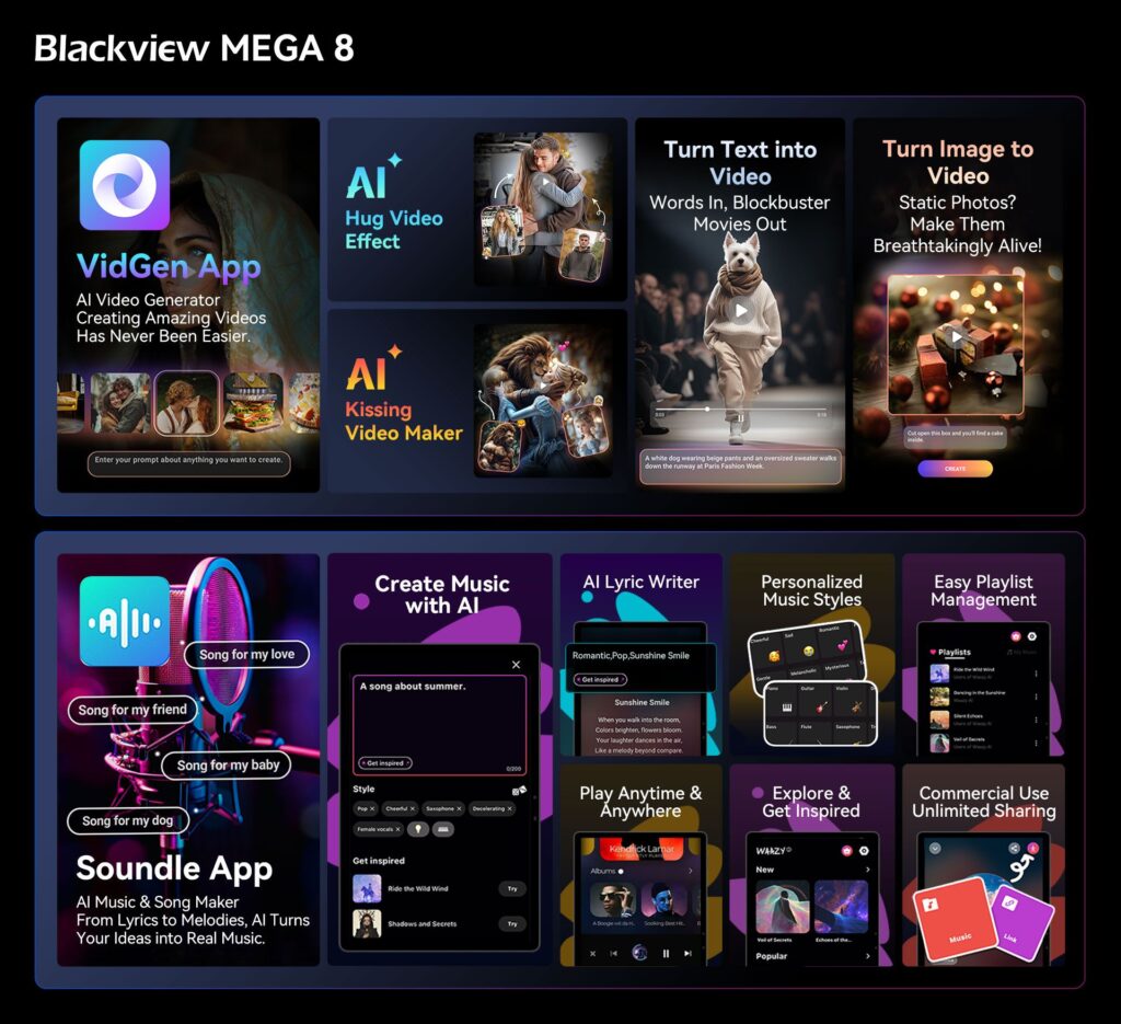 Blackview MEGA 8 now available worldwide – The world’s first 13-inch AI flagship tablet launches with major early bird offer 4 Blackview MEGA 8 VidGen and Soundle App