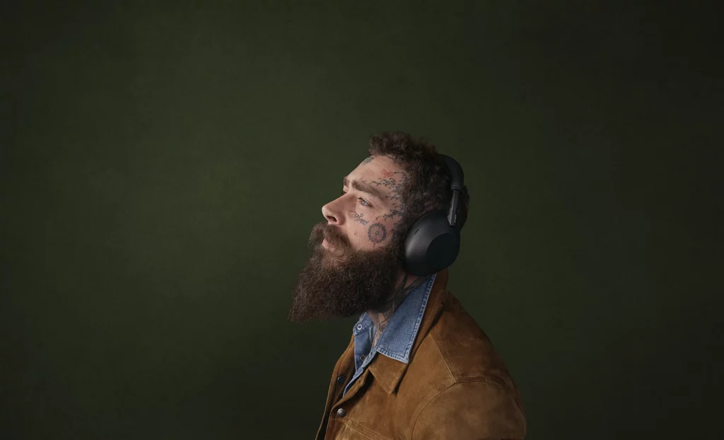 Sony’s powerful WH-1000XM6 headphones redefine noise cancelling and audio precision 12 Sony WH-1000XM6, Post Malone wearing the headphones