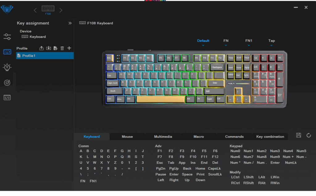 AULA F108 review: Powerful full-size wireless keyboard with creamy, satisfying sound 27 MechLands M75 software - Key Assignment
