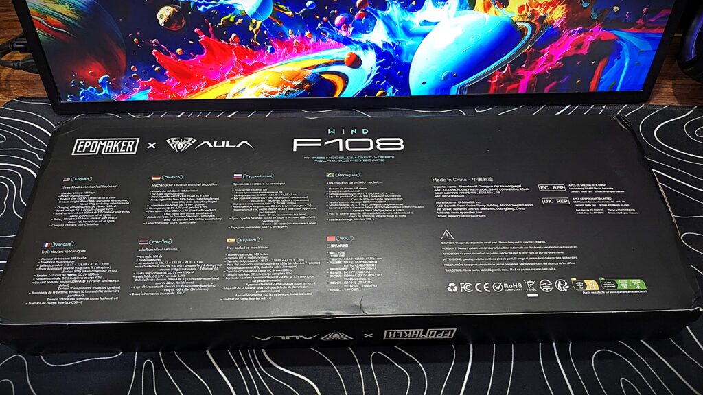 AULA F108 review: Powerful full-size wireless keyboard with creamy, satisfying sound 3 AULA F108 - Bottom of Box