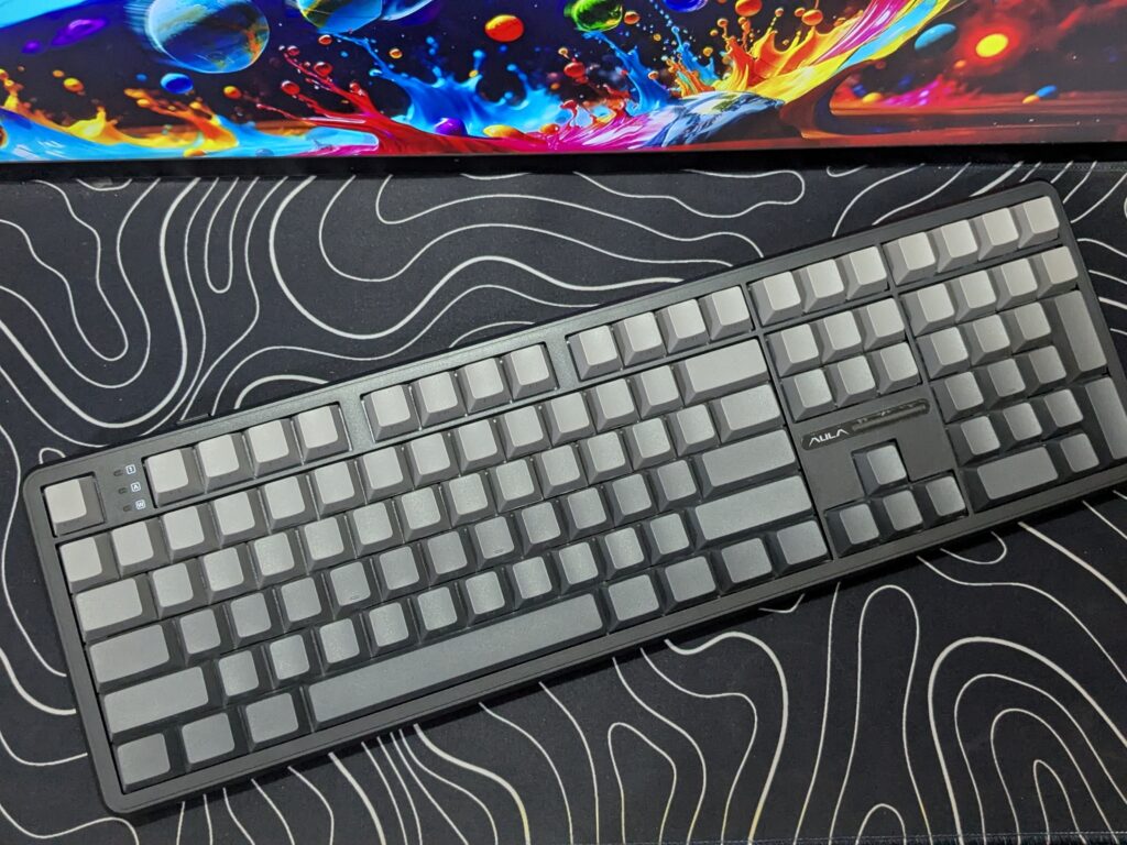 AULA F108 review: Powerful full-size wireless keyboard with creamy, satisfying sound 8 AULA F108 - Keyboard on mousemat