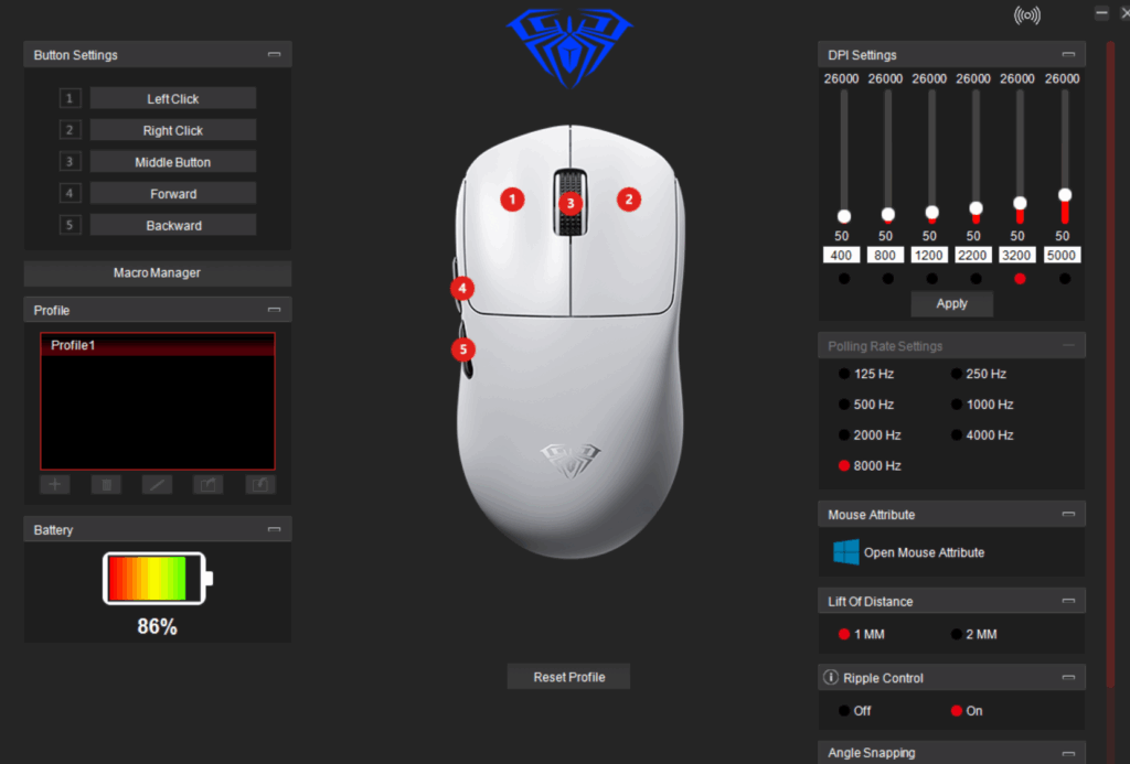 Aula SC800 review: A feather-light gaming mouse with solid sensor performance 10 Aula SC800 - Software screenshot