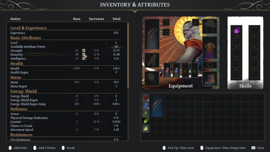 To Kill a God - inventory and attributes