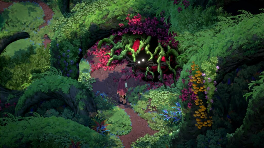 Mandrake, a cosy magical life sim RPG with gardening, ghosts and folklore 6 Mandrake - glowing eyes in the dark