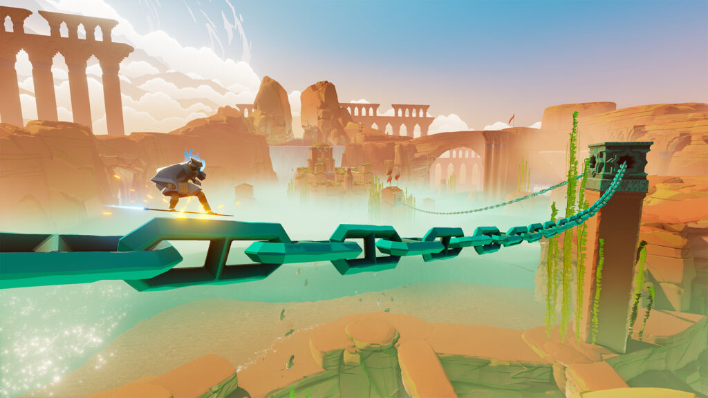 Sword of the Sea - surfing on big chains
