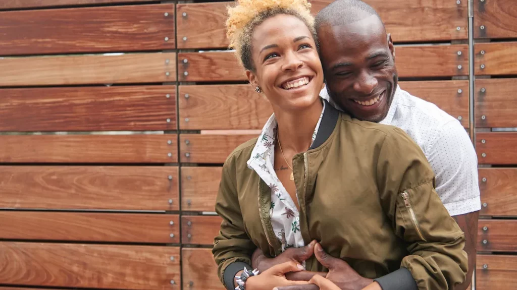 Couple with an age gap snuggling