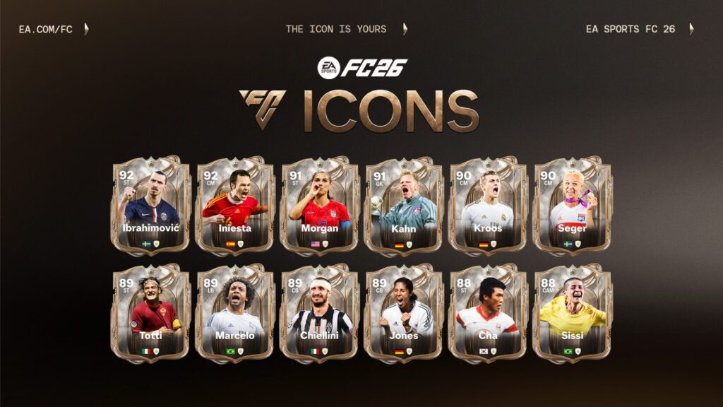 EA FC 26 Icon lineup is loaded with Totti, Iniesta, Zlatan, and more legends 1