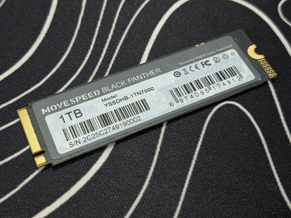 Movespeed 1TB Gen4 NVME SSD - Information on sticker