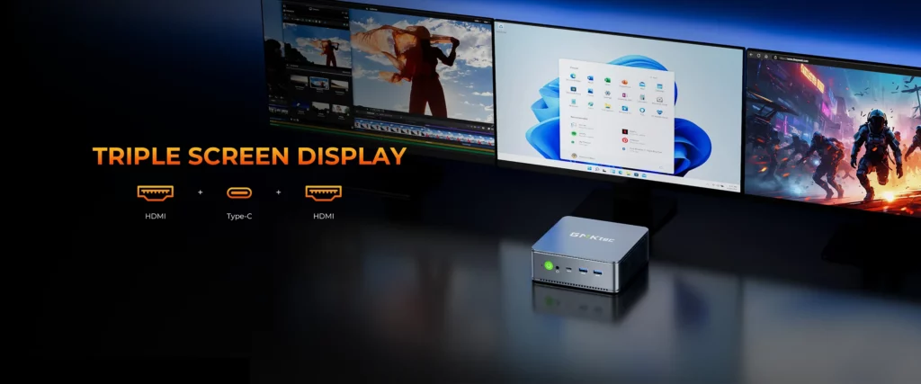 GMKtec NucBox M6 Ultra Mini PC - Triple Screen Display