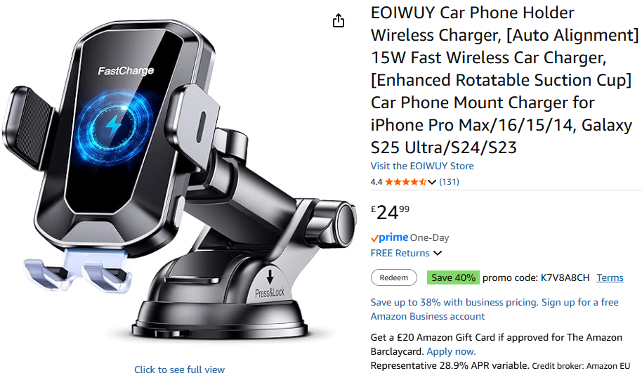 Car Gadget Deal: EOIWUY Car Phone Holder on Amazon