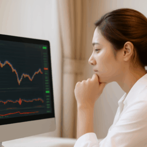 Lady Staring at Cryptocurrency nvestment Performance on a Monitor