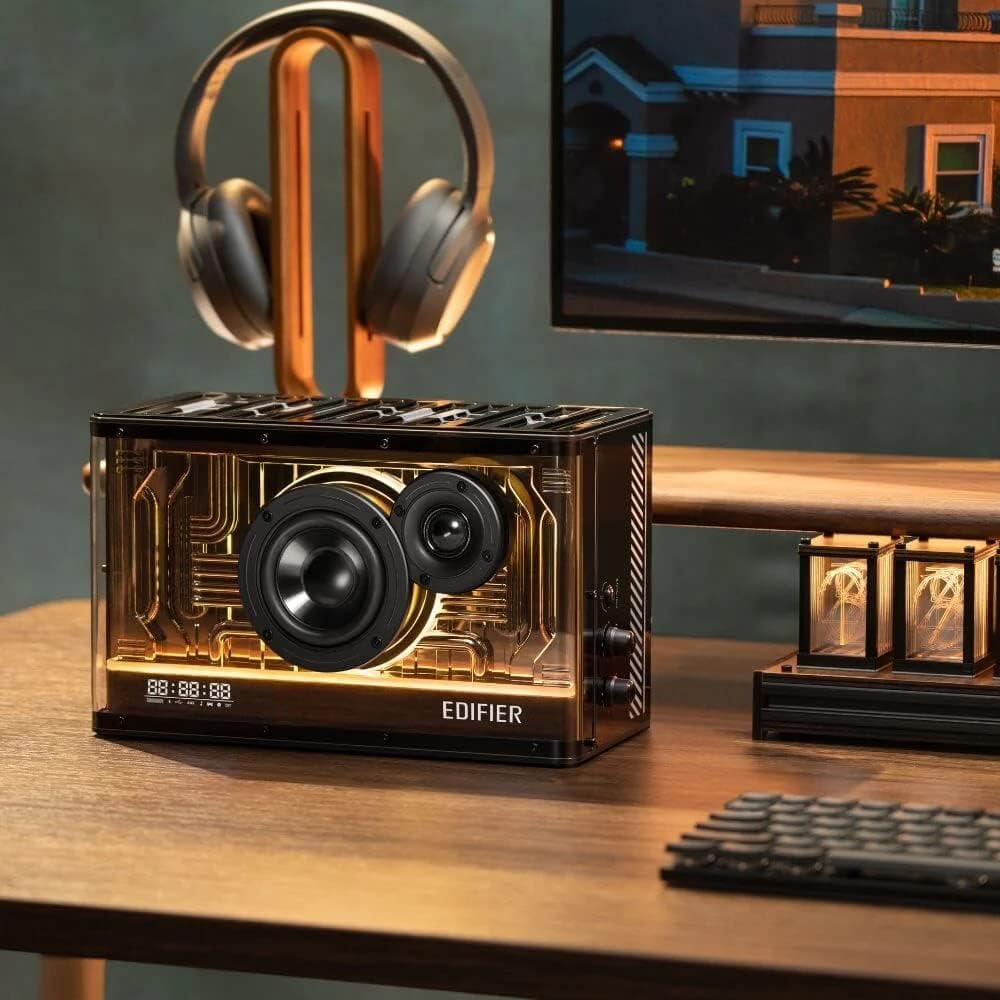 Edifier QD35 on desk with warm golden lighting