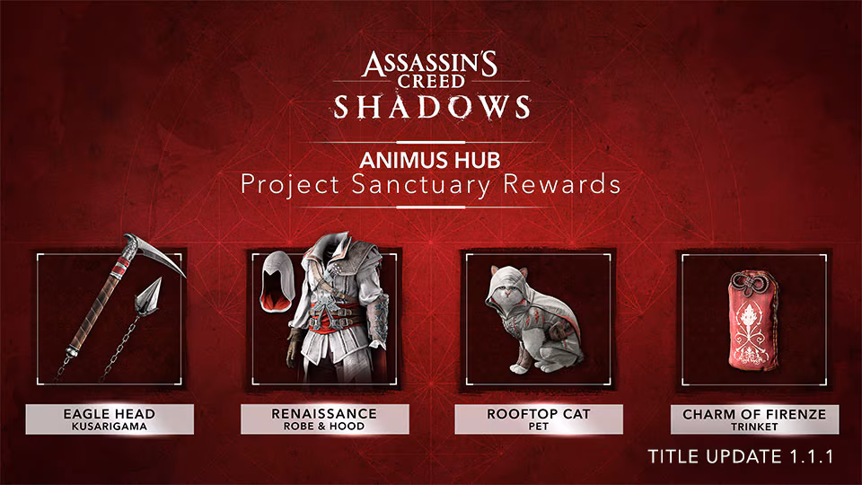 Assassins Creed Shadows Update 1.1.1 - rewards 