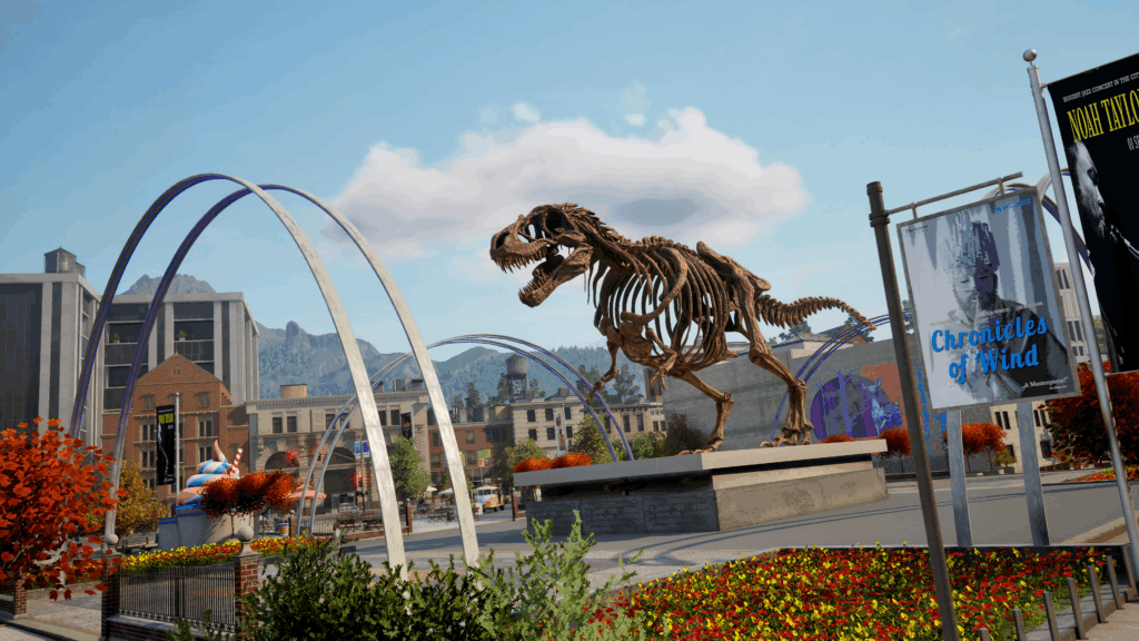 Bus Bound - Environment showing Dinosaur Skeleton on display