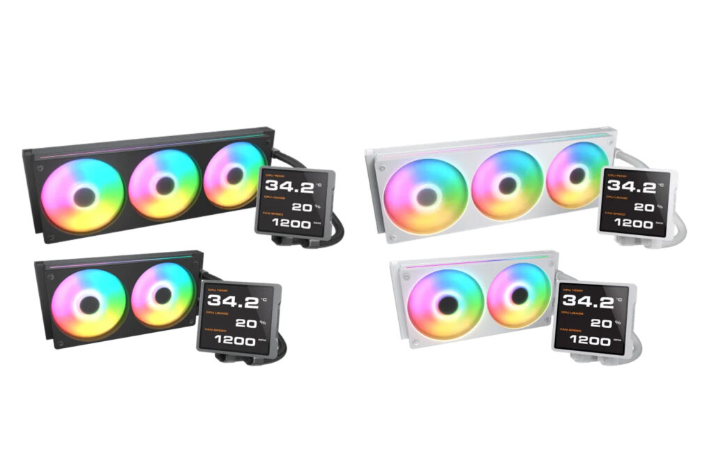 COUGAR Poseidon Vistek Pro ARGB liquid coolers in black and white