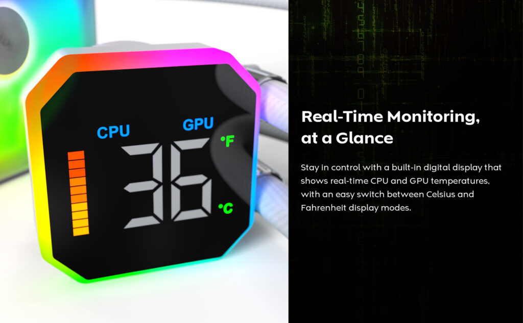 MONTECH HyperFlow Digital AIO CPU cooler Real-Time Monitoring