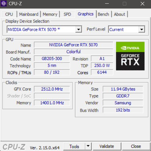 KingBank Soarblade DDR5 6800MHz CL32 - CPU-Z Readout of GPU