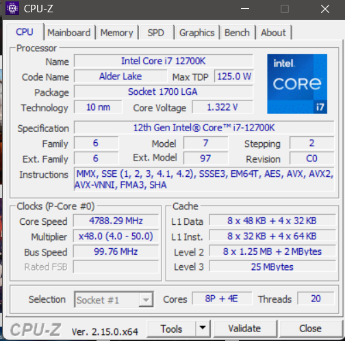 KingBank Soarblade DDR5 6800MHz CL32 - CPU-Z Readout with Intel CPU