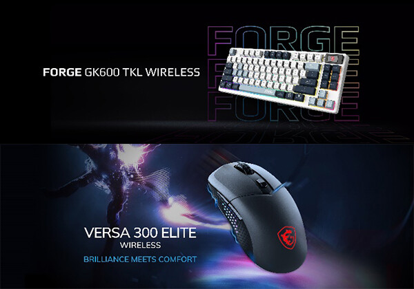 MSI FORGE GK600 TKL WIRELESS keyboard and VERSA 300 ELITE WIRELESS mouse