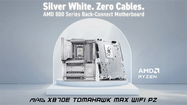 X870E MAX motherboard - Silver White. Zero Cables
