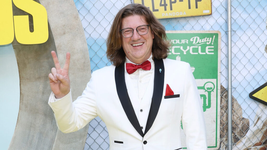 Randy Pitchford in a white tux