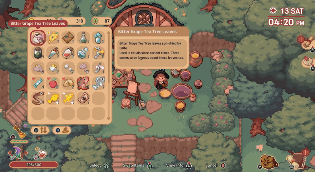 Little Witch in the Woods - Bitter Grape Tea Tree Leaves ingredient for potion crafting