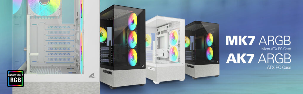 Sharkoon AK7 ARGB ATX PC Case & MK7 ARGB Micro-ATX PC case