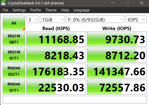TEAMGROUP T-FORCE Z540 1TB Gen5 NVMe SSD - CrystalDiskMark Benchmark IOPS