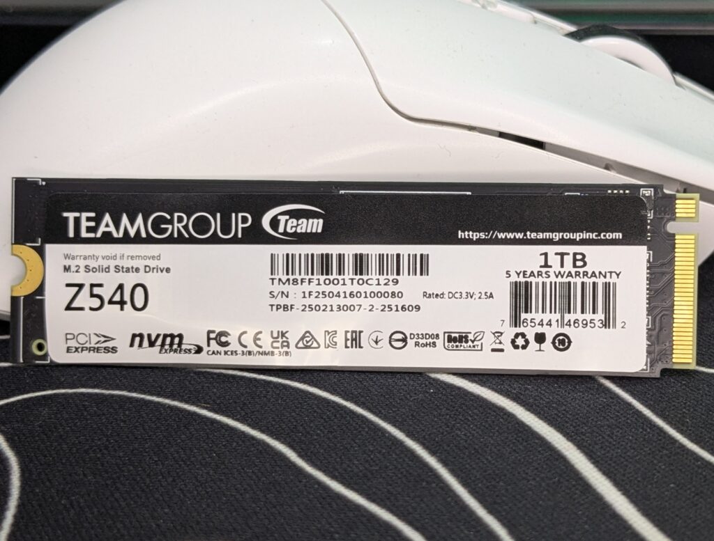 TEAMGROUP T-FORCE Z540 1TB Gen5 NVMe SSD - Front