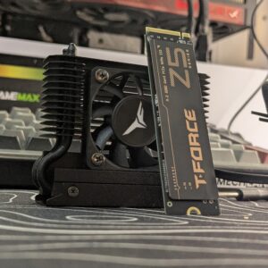 TEAMGROUP T-FORCE Z540 1TB Gen5 NVMe SSD and T-FORCE DARK AirFlow I SSD Cooler together