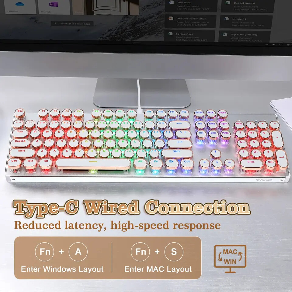Yunzii QL108 Retro Keyboard - Type-C Wired COnnection