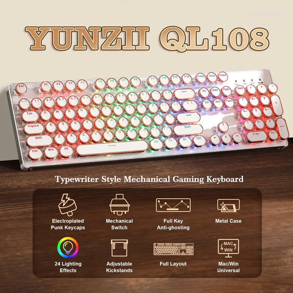 Yunzii QL108 Retro Keyboard - Key Features