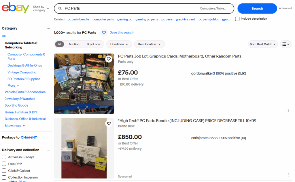 Building your gaming rig with second-hand parts: A safer way forward in 2025? 3 Second-Hand PC Parts on eBay