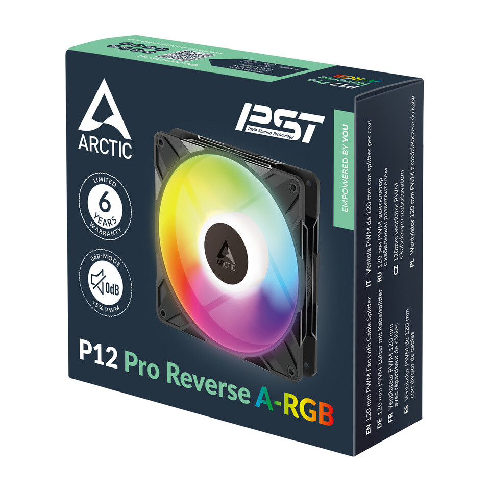 ARCTIC brings exciting new P Pro Reverse fans for better cooling and style 3 ARCTIC P12 Pro Reverse A-RGB - Boxed