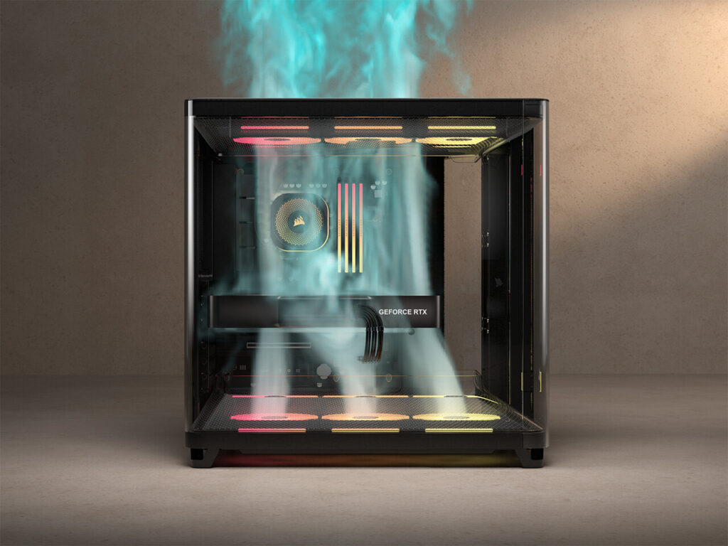 Corsair AIR 5400 - Black - Showing fans circulating ai