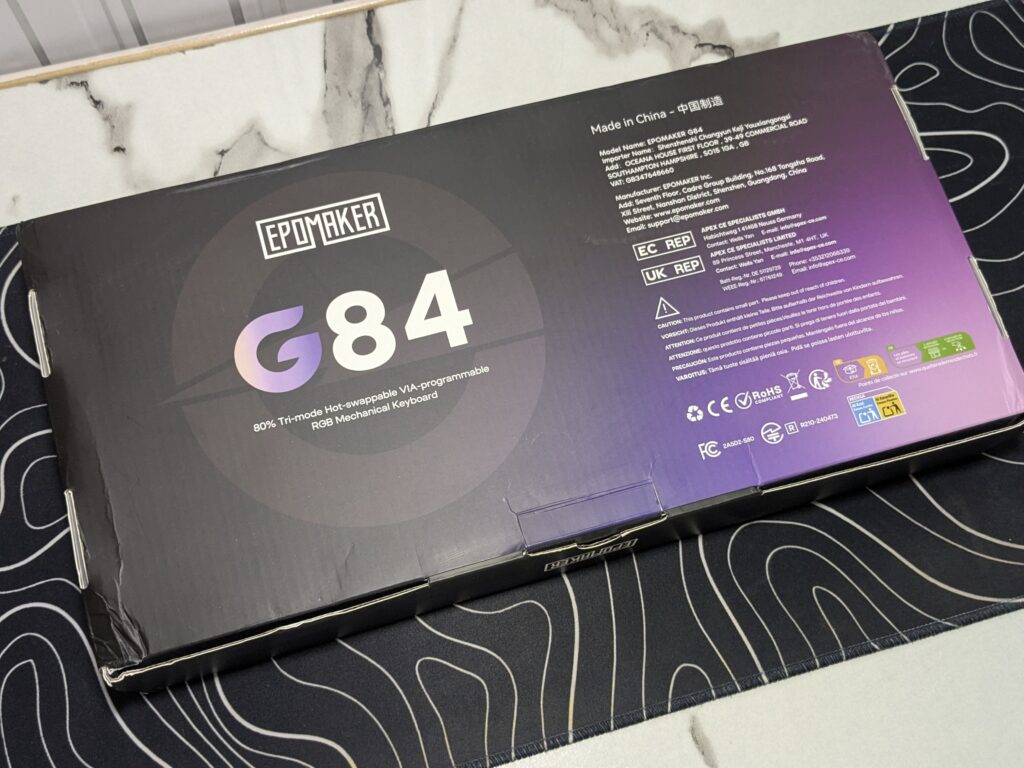 EPOMAKER G84 Mechanical Keyboard - Underside of box