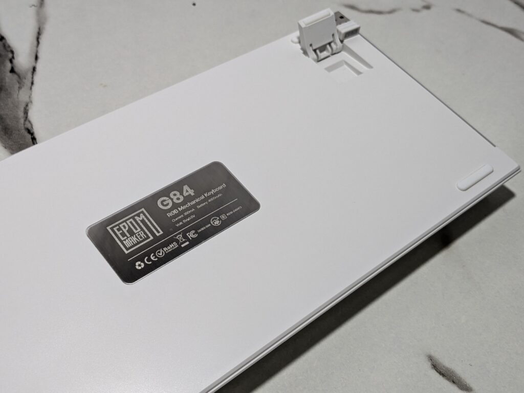 Underside and feet of EPOMAKER G84 Mechanical Keyboard