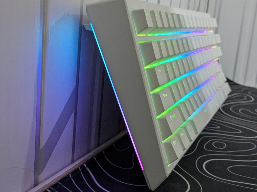 EPOMAKER G84 Mechanical Keyboard - Side view with RGB on