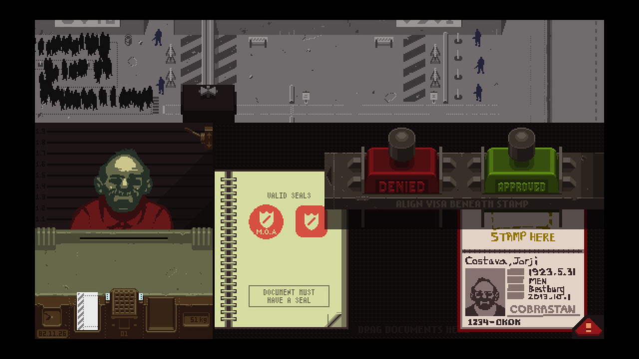 Screenshot from the game Papers, Please which makes empathy an occupational hazard
