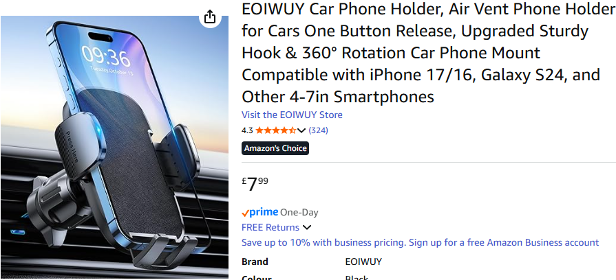 EOIWUY Car Phone Holder - Car Tech Amazon Deal