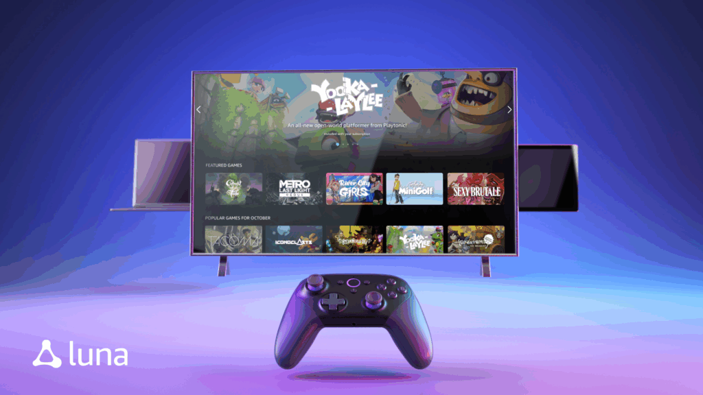 Amazon Luna controller in front of a TV