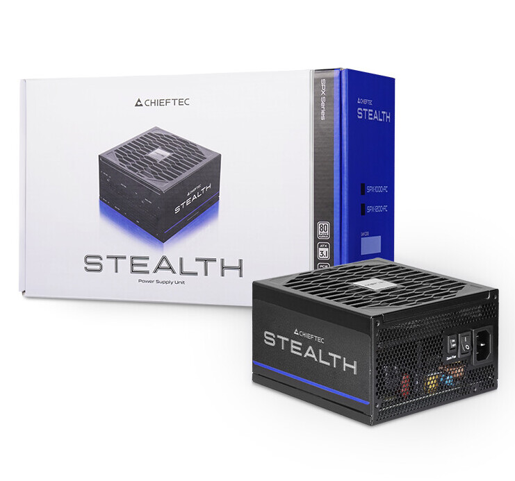 Chieftec Stealth Series PSU next to box