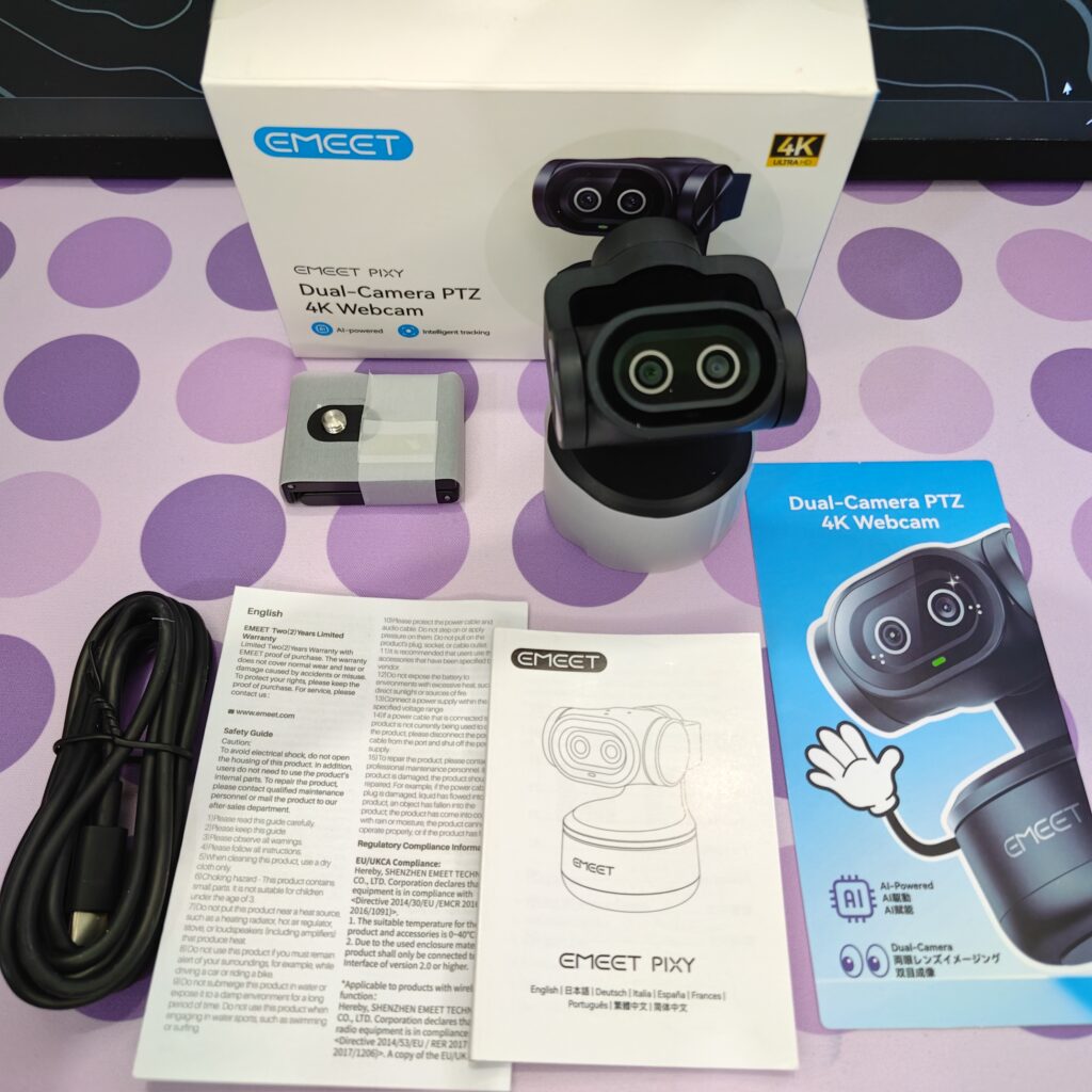 EMEET PIXY 4K dual-camera AI PTZ webcam review: Smart, sharp, but not quite perfect 6 Contents of what is in the box for the EMEET PIXY 4K AI Webcam