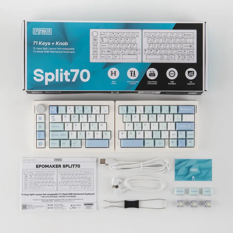 EPOMAKER Split70 box and contents (white)