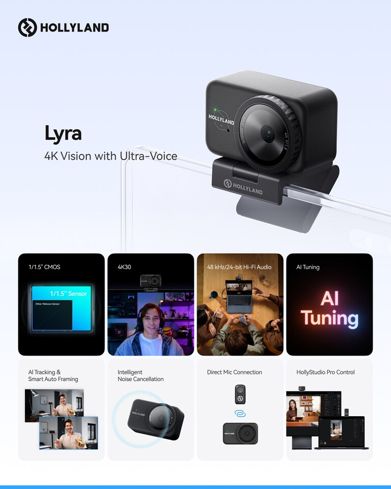 Hollyland Lyra 4K webcam specs and features