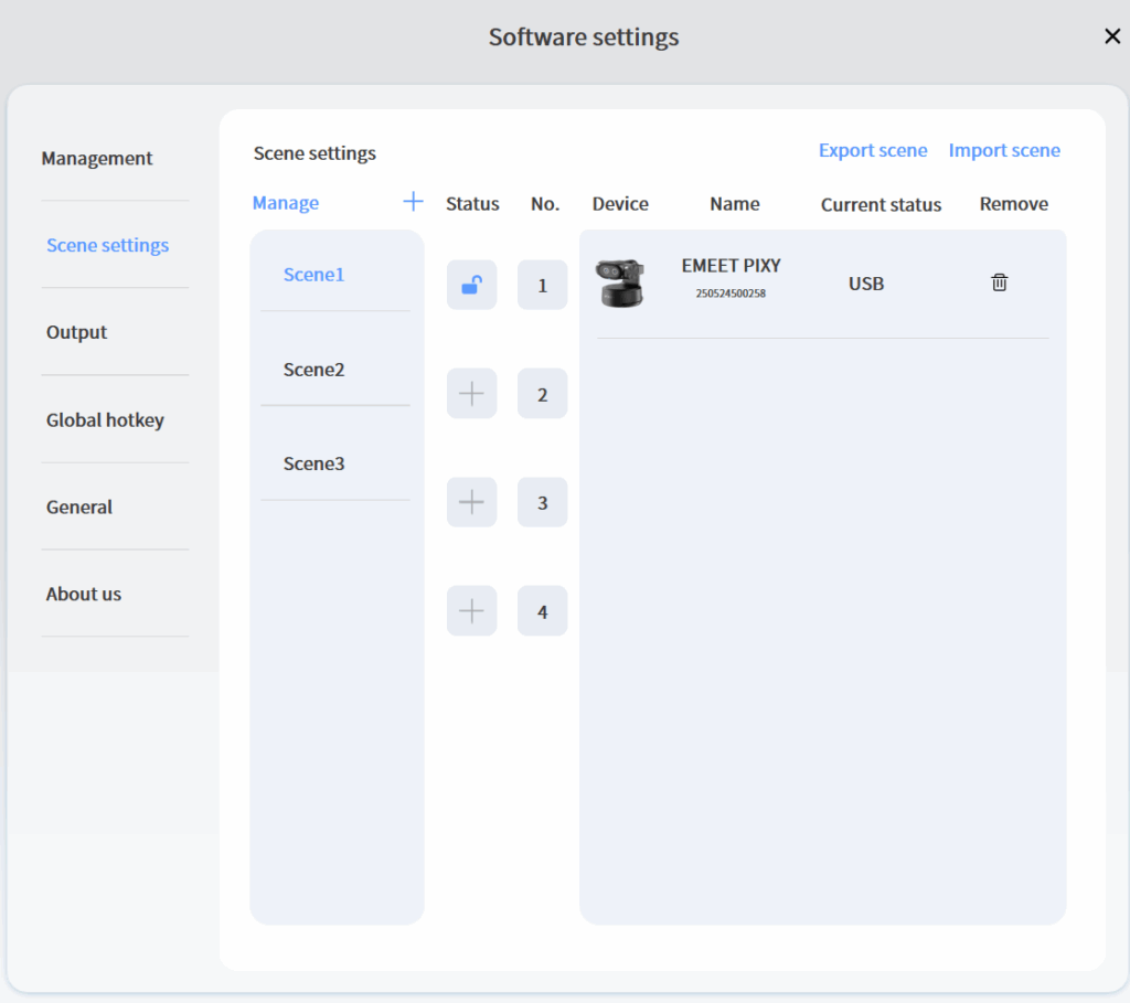 EMEET PIXY 4K dual-camera AI PTZ webcam review: Smart, sharp, but not quite perfect 16 EMEET PIXY 4K AI Webcam - EMEET Studio software - Scene settings page