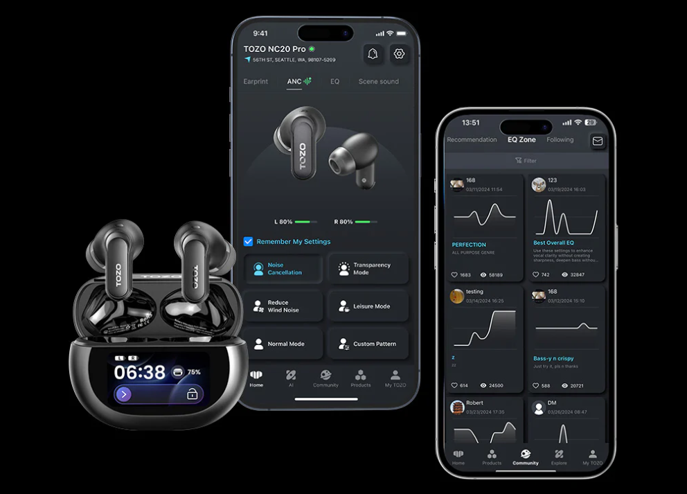 TOZO unveils NC20 Pro earbuds with smart display case, LDAC audio and massive 80-hour battery life 4 TOZO NC20 Pro Earbuds and App