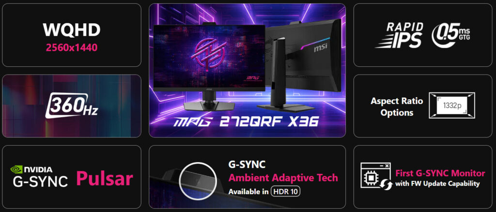 MSI reveals powerful MPG 272QRF X36 monitor built for fast esports gaming 5 MPG 272QRF X36 gaming monitor